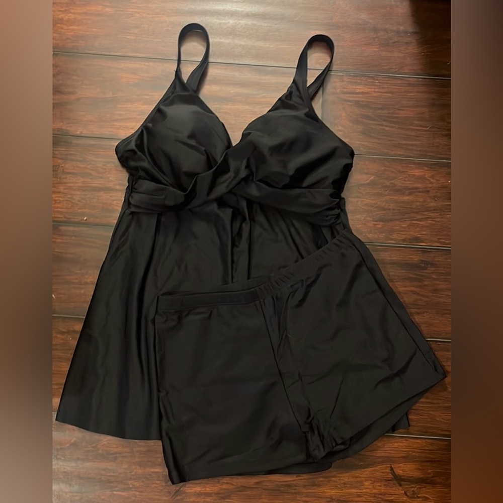 Seaform Tankini Bathing Suit Two Pieces Tummy Control Swim Dress High Waist Sz M